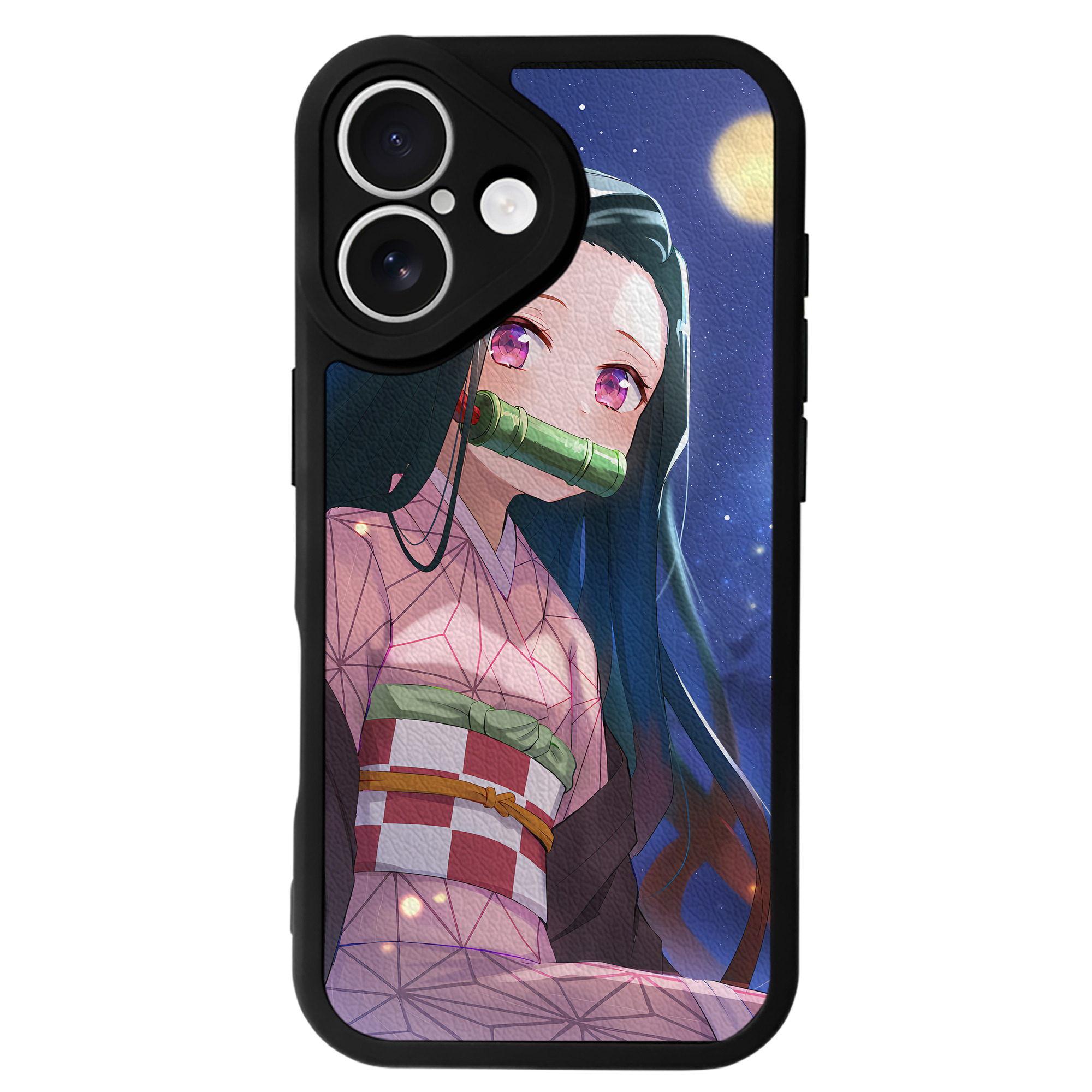 （画像用） 鬼滅の刃（きめつのやいば）竈門 禰󠄀豆子／かまど ねずこ Kamado Nezuko 【iPhone 16シリーズ対応】シリコンスマホケース（レザー調） 材質：シリコン